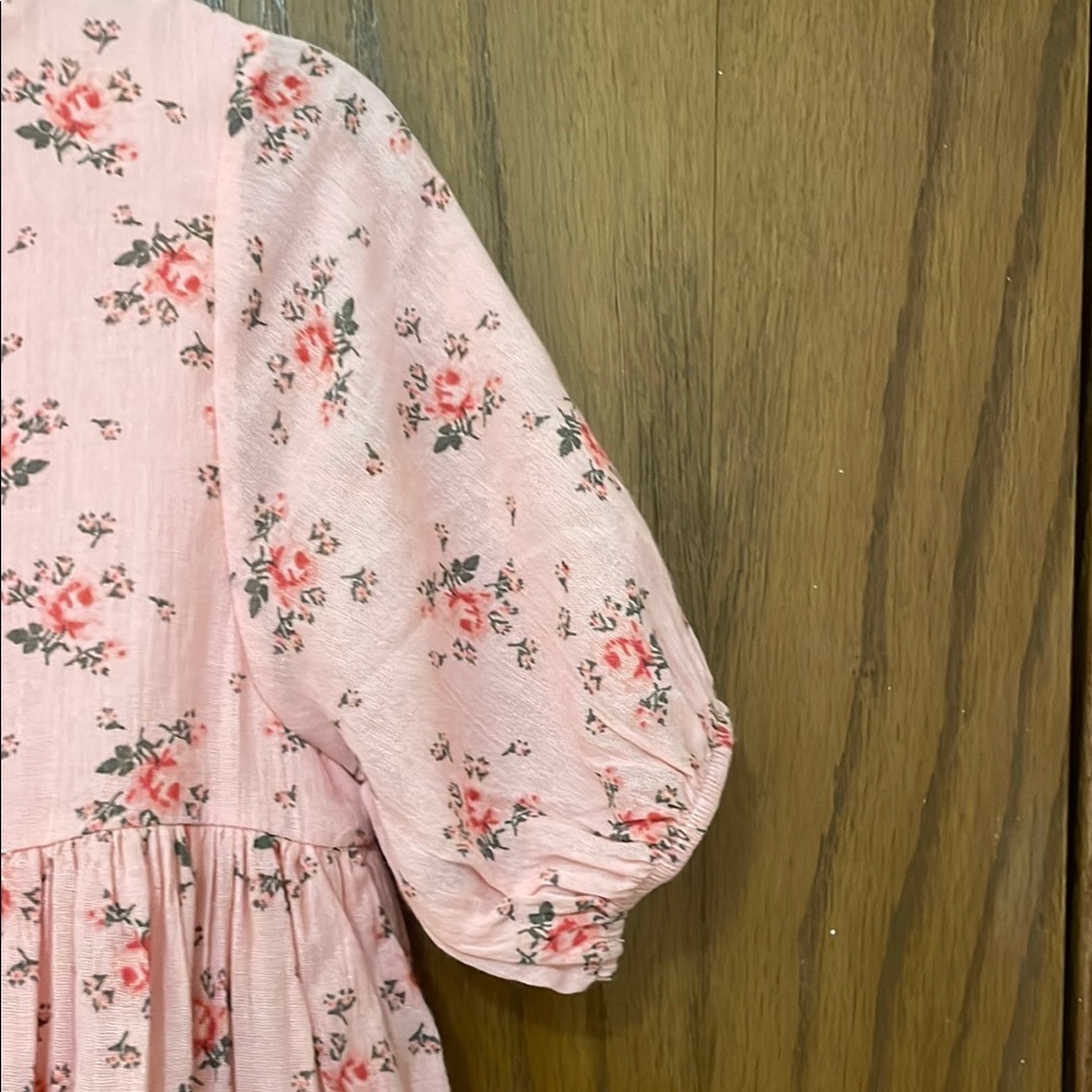 NORDSTROM NWOT Girls Size 8 Floral Print Pink Cotton Lined Dress - Picture 7 of 10